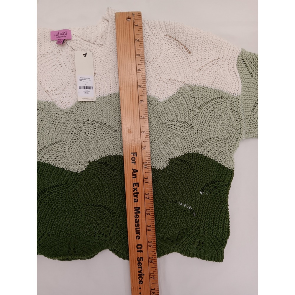 Mi Ami for Francescas Ombre Leaf Knit Crop Sweater Cream Green Size S - Picture 11 of 12